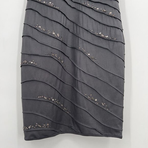 Tadashi Shoji Beaded Bandage Bodycon Cocktail V-neck Midi Dress Women's L - Picture 3 of 12